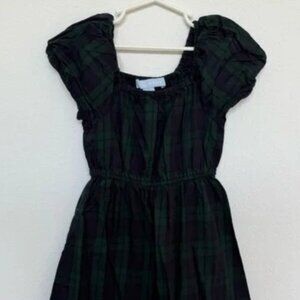 Hill House Home Plaid Print Girls Dress 7/8 Green and Blue